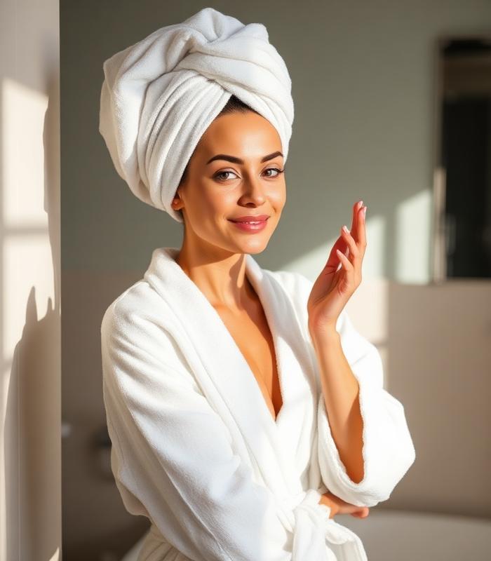 Woman applying face cream