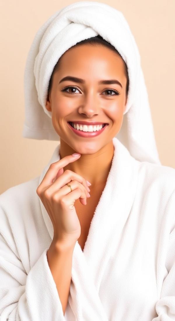 Woman applying a facial mask